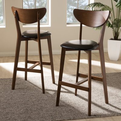 Upholstered Counter Stool with Solid Wood Frame