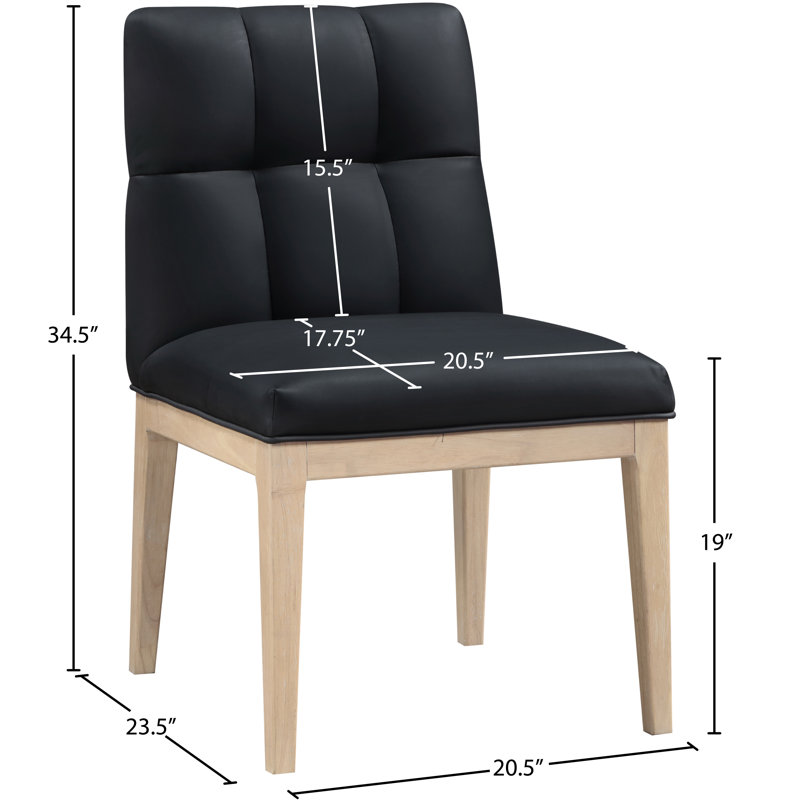 Chaise d'appoint de salle à manger en cuir Adrian, Naturel, Cuir végétalien noir