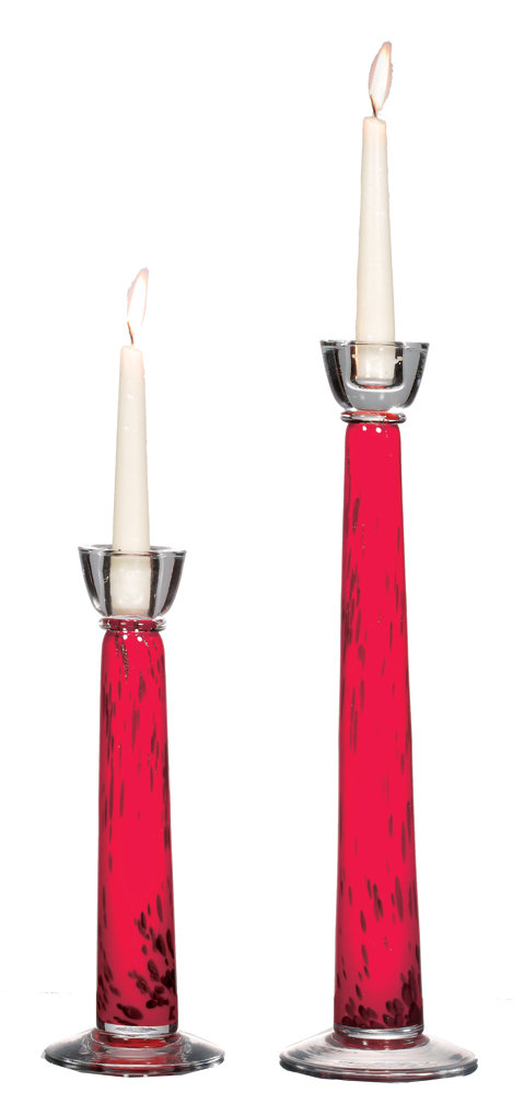 Joey Glass Tabletop Candlestick with Candle Included (Set of 2) World Menagerie