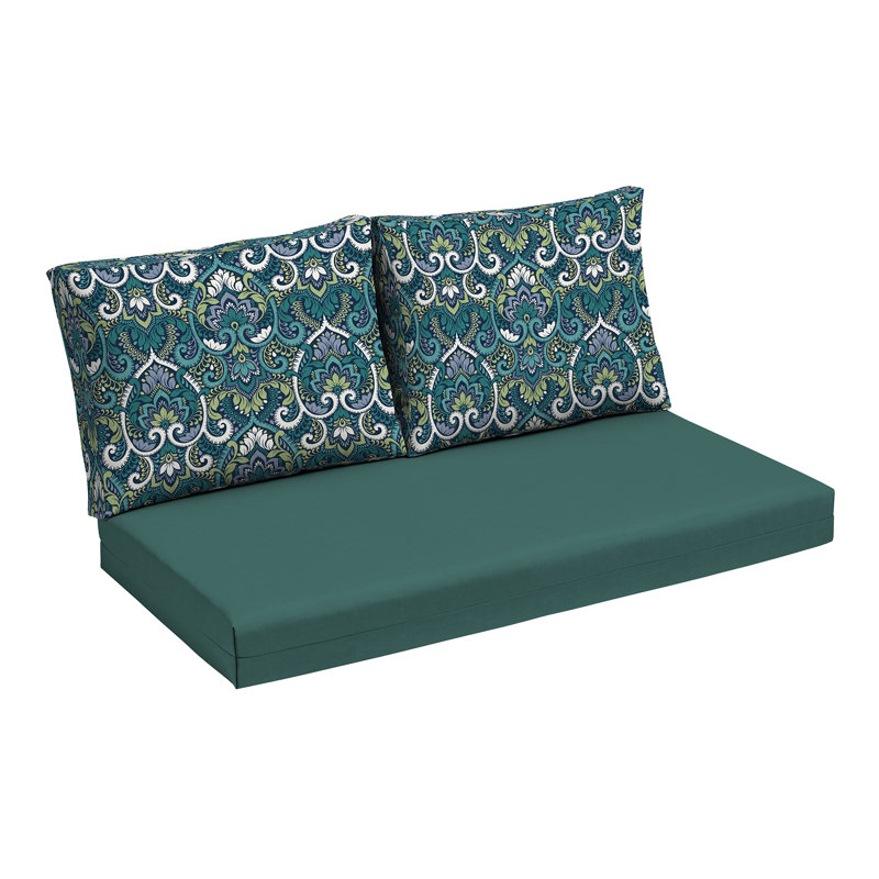 ARDEN 3 - Piece Outdoor Seat/Back Cushion, Blue/Green/White