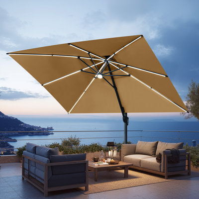 Parasol d'extérieur rectangulaire en porte-à-faux à DEL 153 po x 116 po sans base lestée Warthman