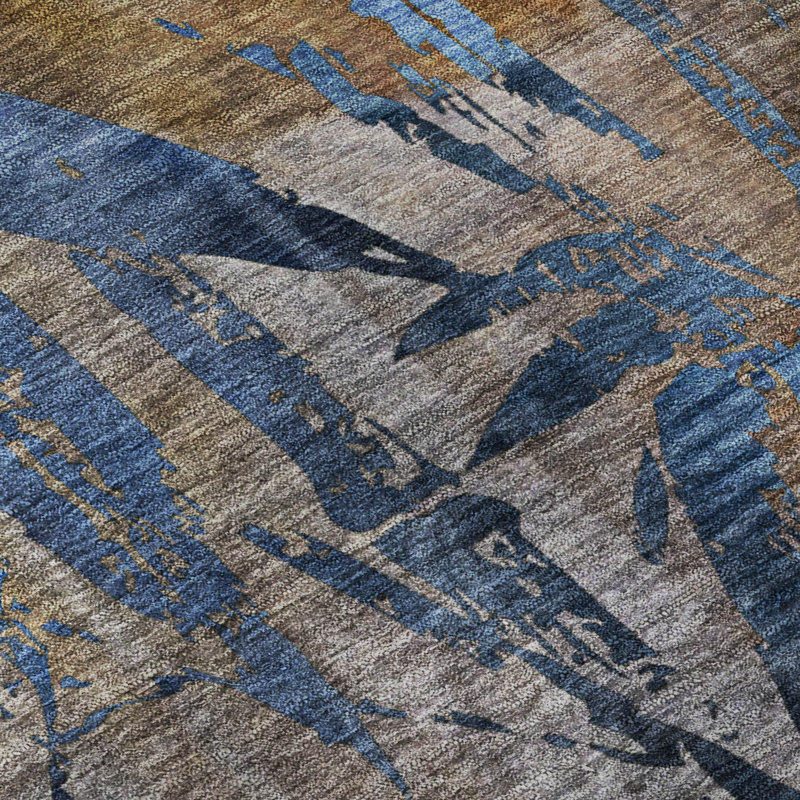 Premium Machine Washable Mayfield AMF2222 Botanical Rug, 1'8" x 2'6", Brown