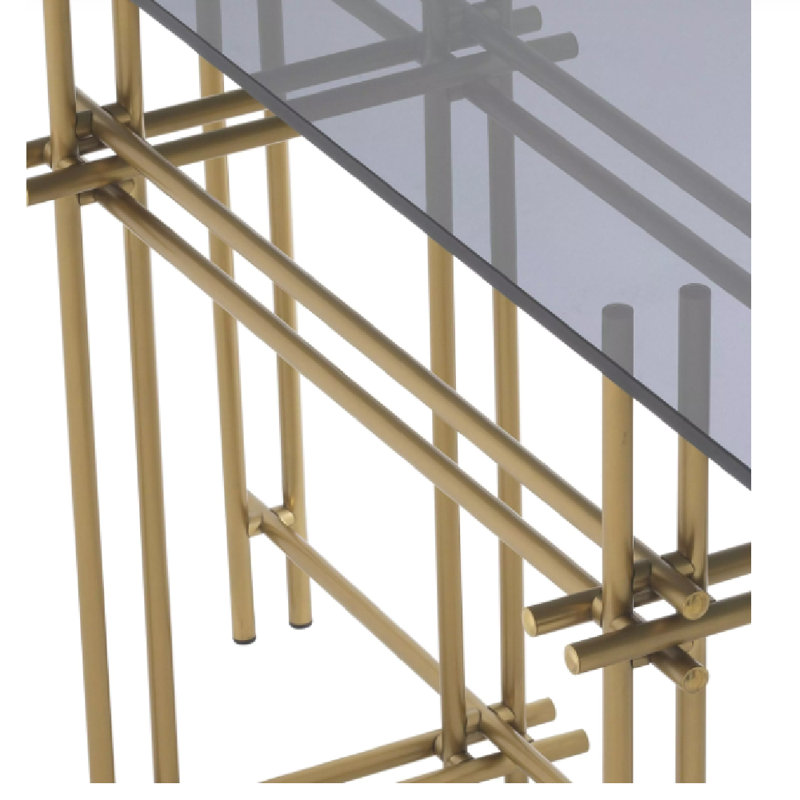 Quinn 52'' W Glass Console Table, Brass