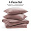 Microfiber Striped Duvet Cover Set with Matching Pillowcases & Fitted Sheet-114247583-114247580