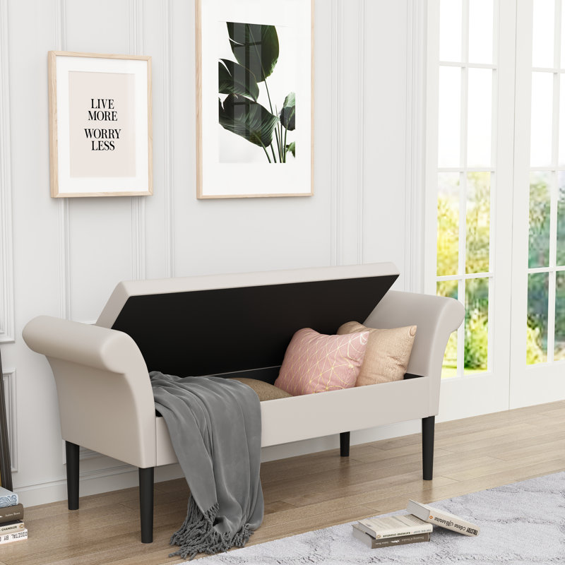 Banc de rangement à couvercle rabattable Avdain, Blanc