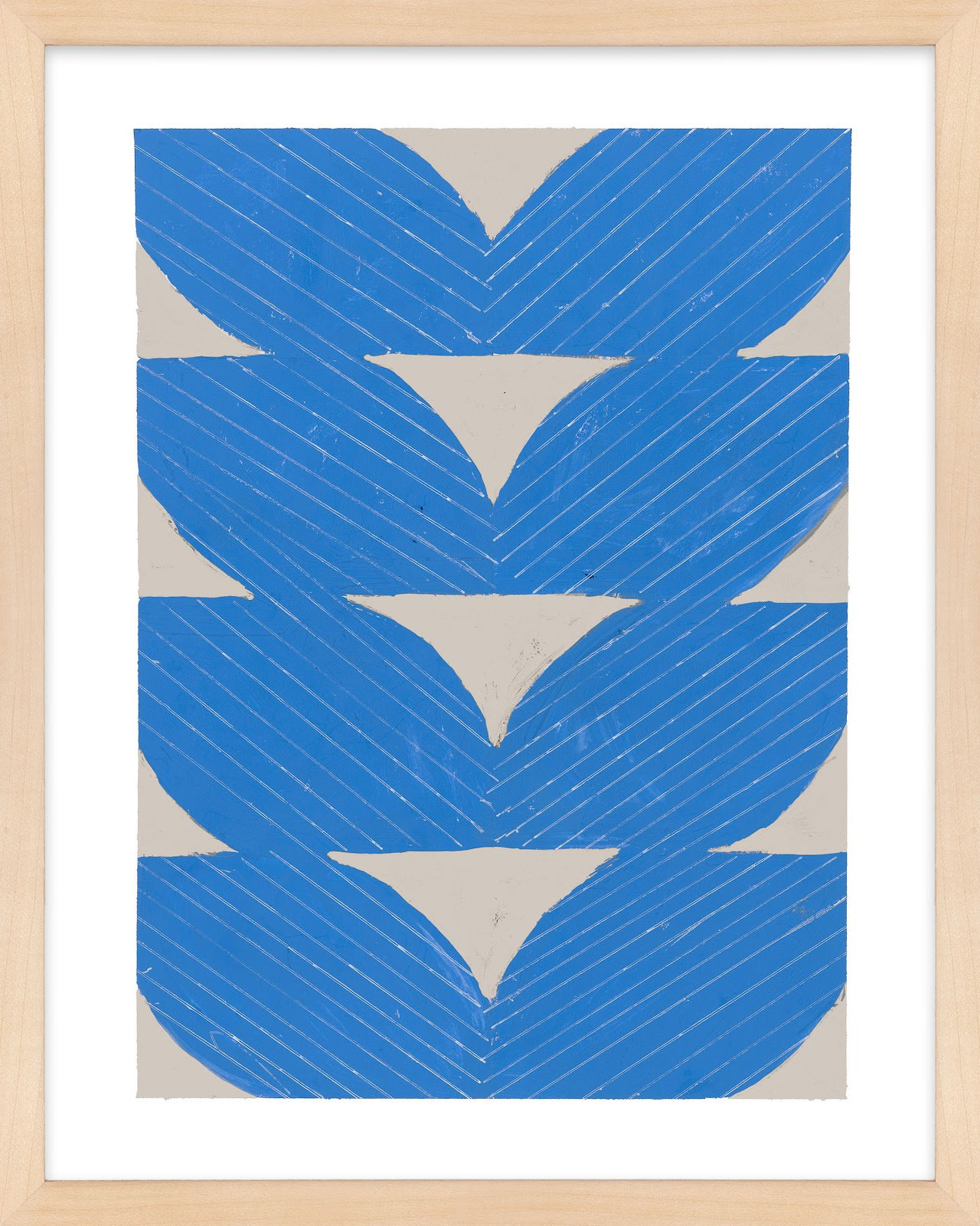Blue Chevron "Blue Chevron" Painting, 25" H x 20" W x 1.25" D, Brown