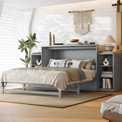 Grand lit gris, avec tablettes et espace, convenant aux espaces de lit gris