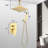 Gold Brass Ceiling Mounted Shower System - Handheld And 12" Head With Natural Sensation Simple Cleaning Element & For Water Nozzle-126353145