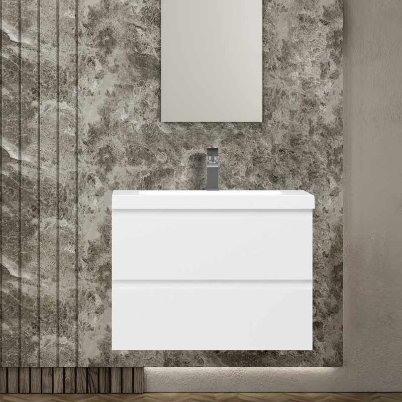 Meuble-lavabo simple 29,5 po avec comptoir Baileigh, Blanc