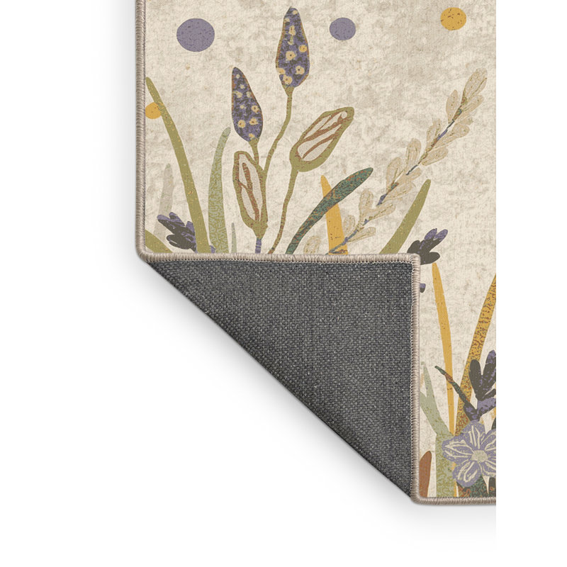 Soft Plush Feuerstein Easter Modern & Contemporary Abstract Area Rug in Beige – Beige Binding, 5x7