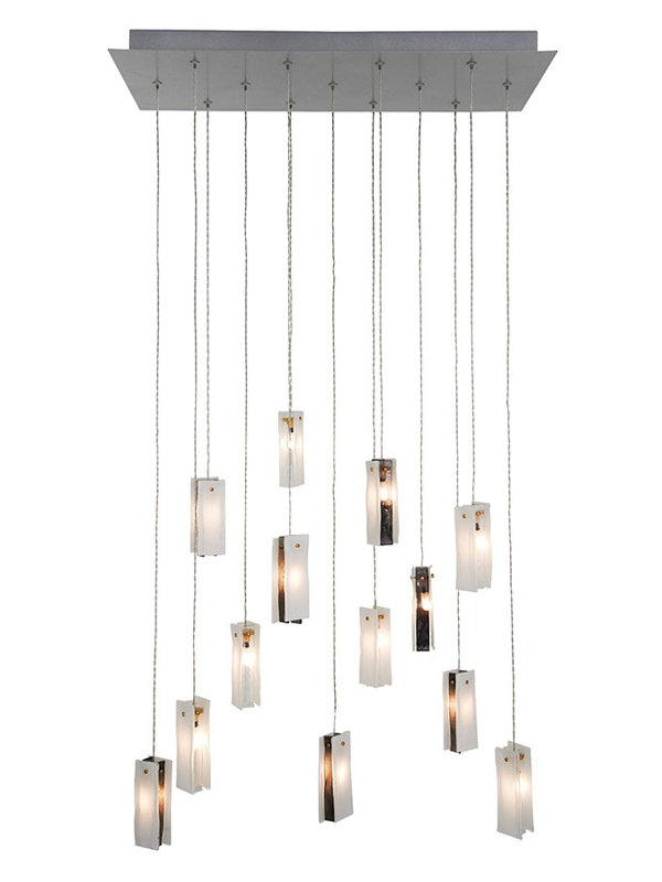 Suspension rectangulaire en grappe 13 lumières, Noir