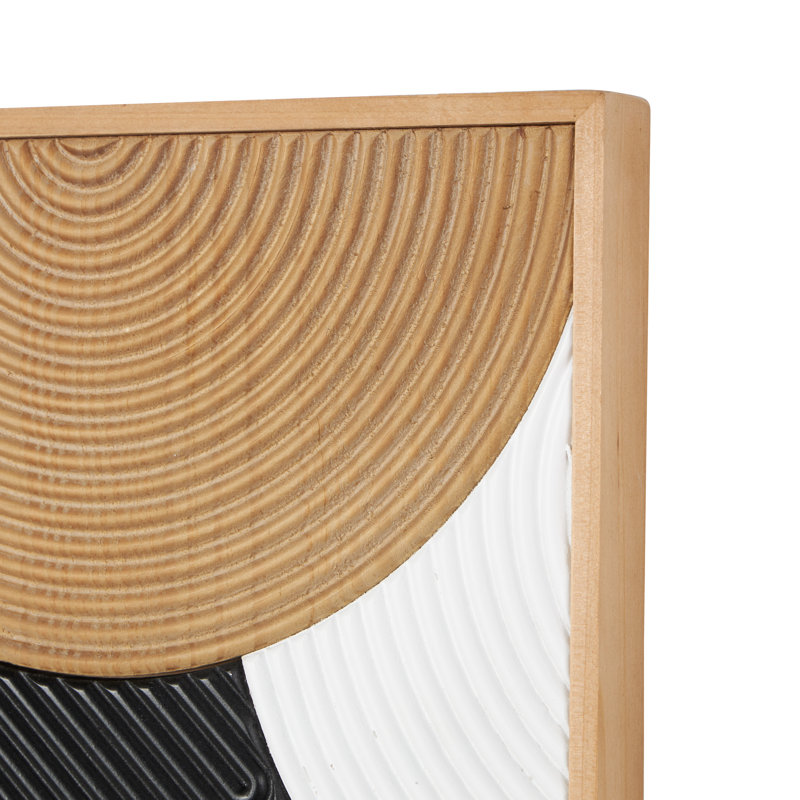 Cole et gris géométrique en bois avec formes rondes noires et blanches