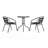 Amlie 23.75" Round Glass Metal Table with 2 Metal Aluminum Slat Stack Chairs-1642503297
