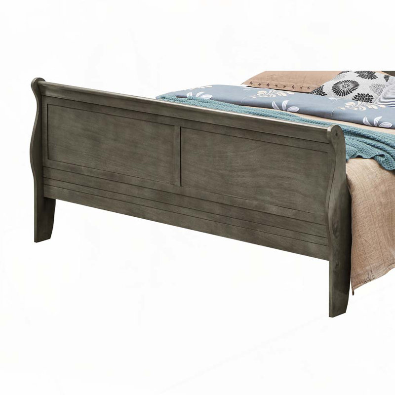 Lit en bois, Lit double, Gris