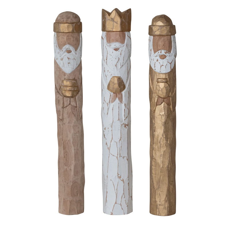Artisan Painted Mango Wood Wiseman Figurine