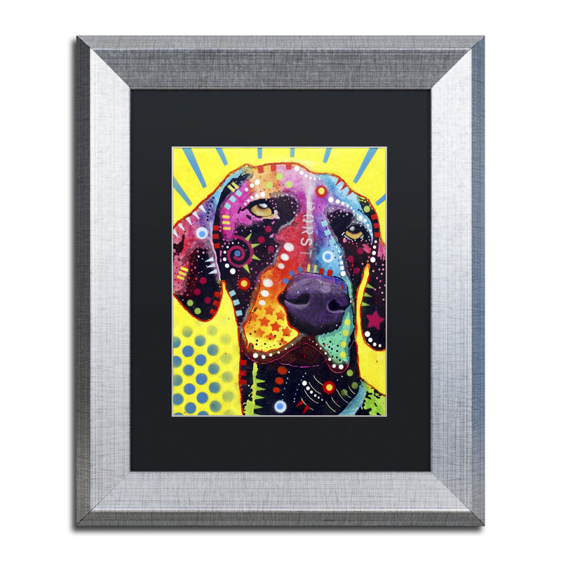 «German Short Hair Pointer», reproduction d'art sur toile encadrée, H 14 po x l 11 po x P 0,5 po, Cadre noir, Blanc