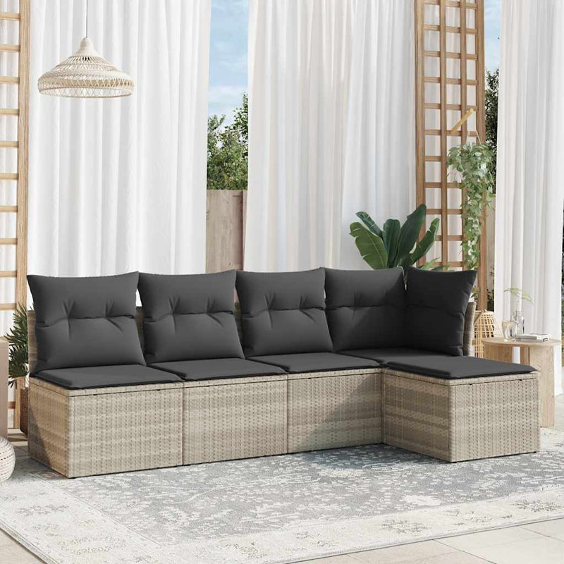  Garden Sofa Set Light Gray PE Rattan Large Modular