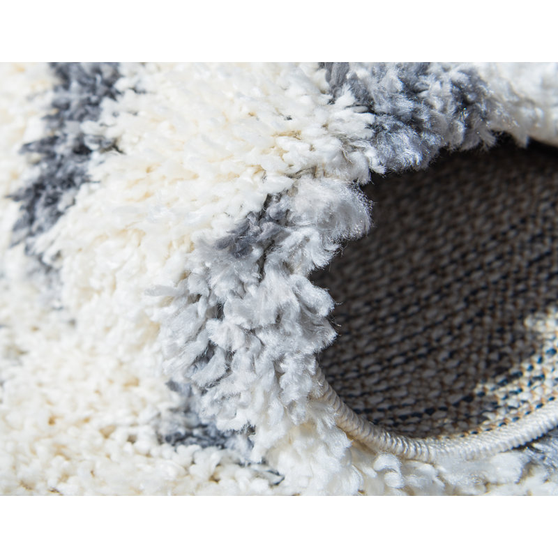 Tapis à motif géométrique ivoire / gris Mitzy, Rectangle 9 pi x 12 pi 2 po