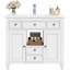 Meuble-lavabo 36 po avec lavabo en céramique, meuble-lavabo blanc avec lavabo pour salle de bain, meuble-lavabo simple avec tiroirs et tablettes réglables