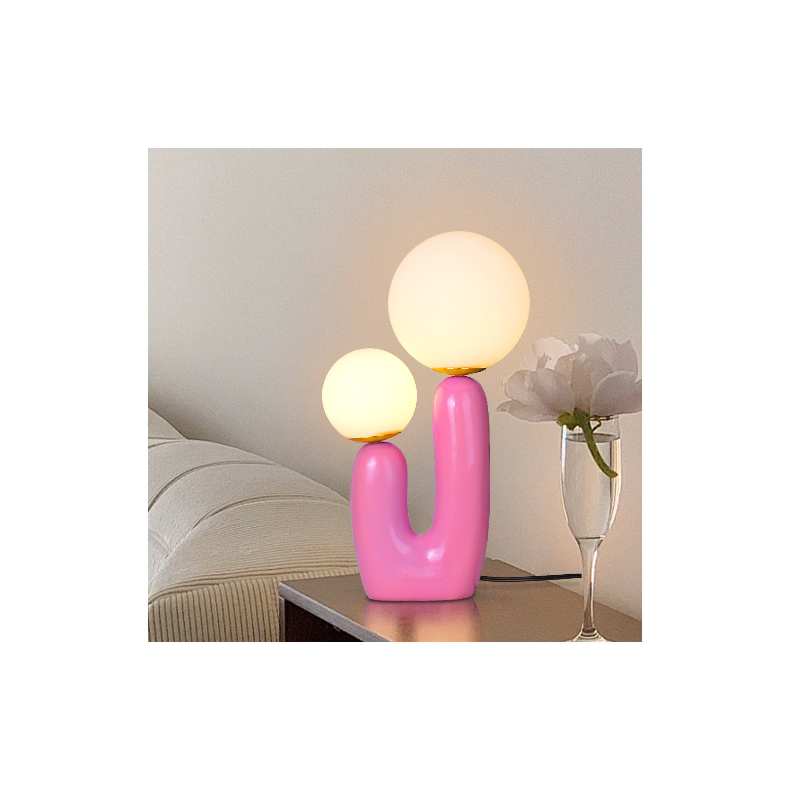 Yuma Resin Table Lamp, Barbie Pink