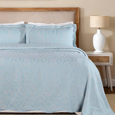 Ensemble de couvre-lit festonné en mélange de coton Blue Nile Mills - coupe surdimensionnée - tissage jacquard