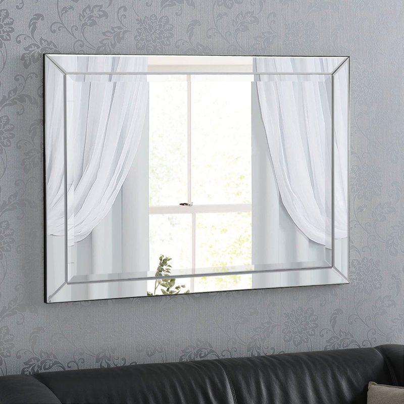 LARA Glass Frame Venetian Wall Mirror, 90cm H x 60cm W
