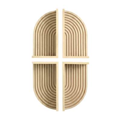  Boho Arched Lunar Ledges Wall Shelf, Modular Wood Floating Display Shelf with Fluted Arch Design for Bedroom, Bathroom, Kitchen & Living Room Decor