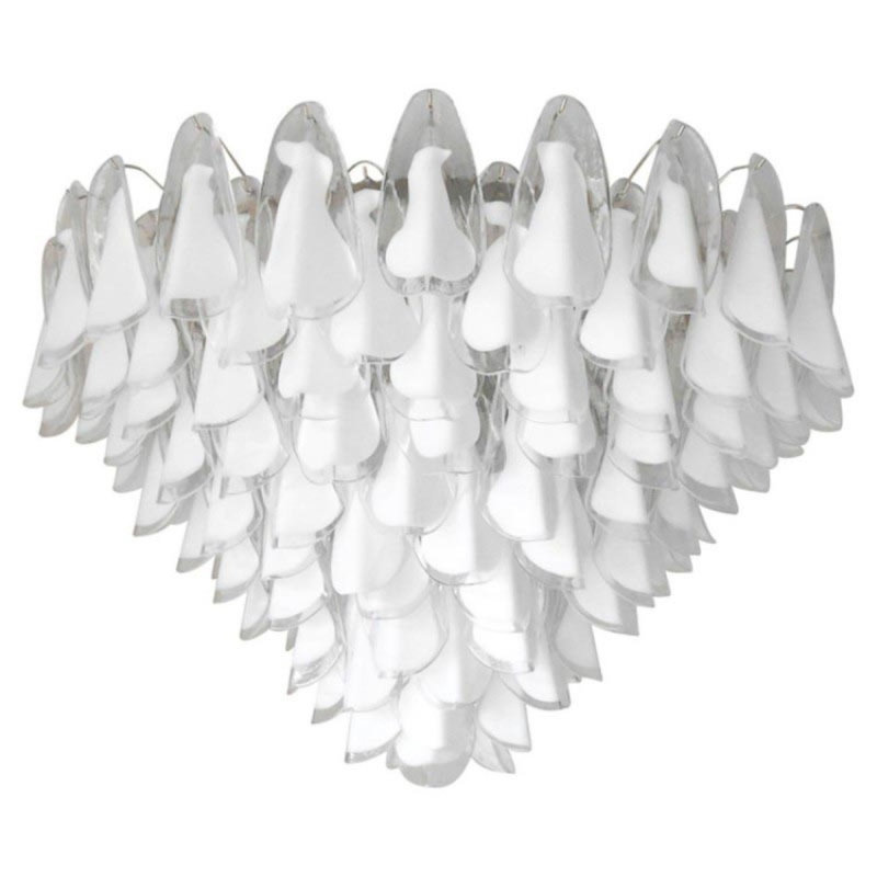 Lustre à niveaux en laiton 21 lumières Murana, Givré, 41" Dia x 22" Height, Laiton rétro