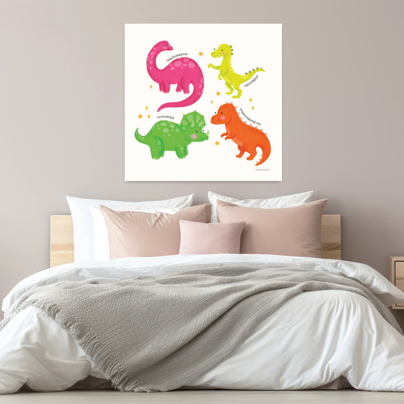 Dino contemporain avec animaux, art lumineux, H 32 po x l 32 po