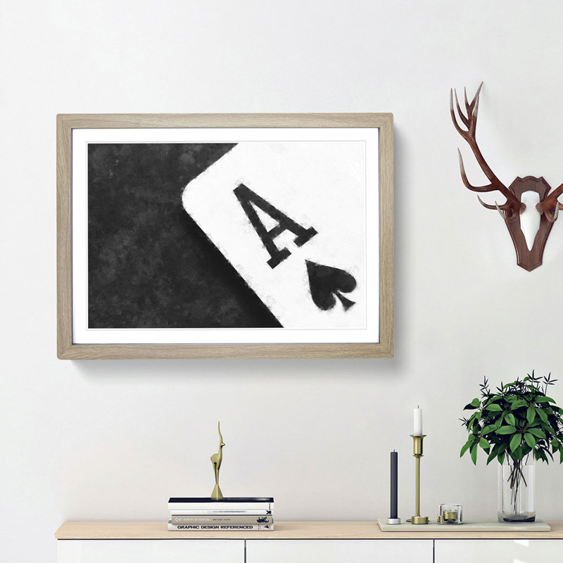 The Ace of Spades - Picture Frame Painting Print, 33cm H x 45cm W x 2cm D, Oak Framed