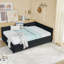 Lit de jour double en velours avec couchette Roomfitter, structure de canapé-lit rembourré avec dossier et accoudoirs, noir