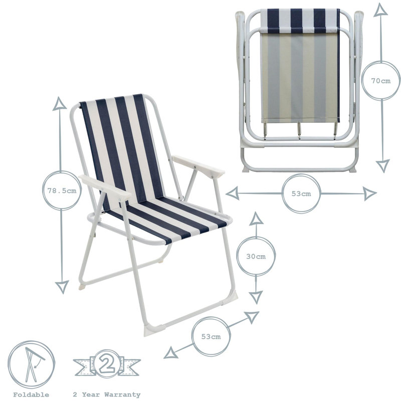 Harbour Housewares Folding Metal Beach Chairs, Blue