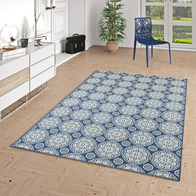 Kerby Geometric Hand Woven Indoor / Outdoor Area Rug