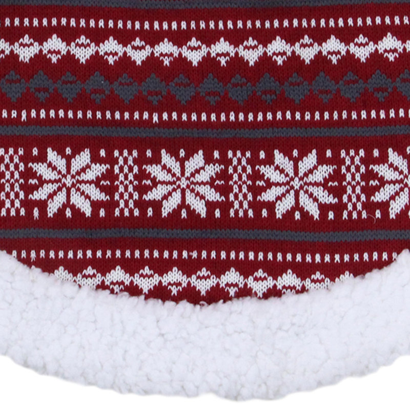 Mini-jupe d'arbre de Noël 20 "avec flocons de neige gris et rouge avec bordure en sherpa 20"