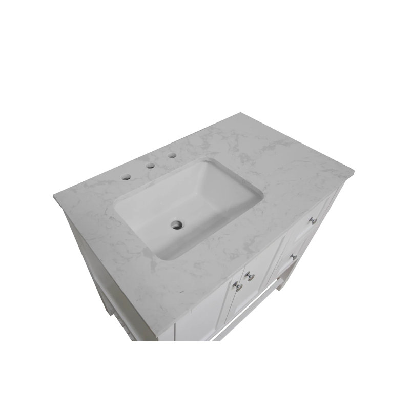 Ensemble de meuble-lavabo simple 36 po Binne, Marbre de Carrare, Blanc