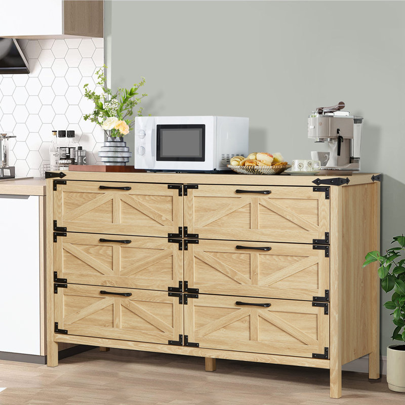 Commode décorative de style campagne avec 6 tiroirs
