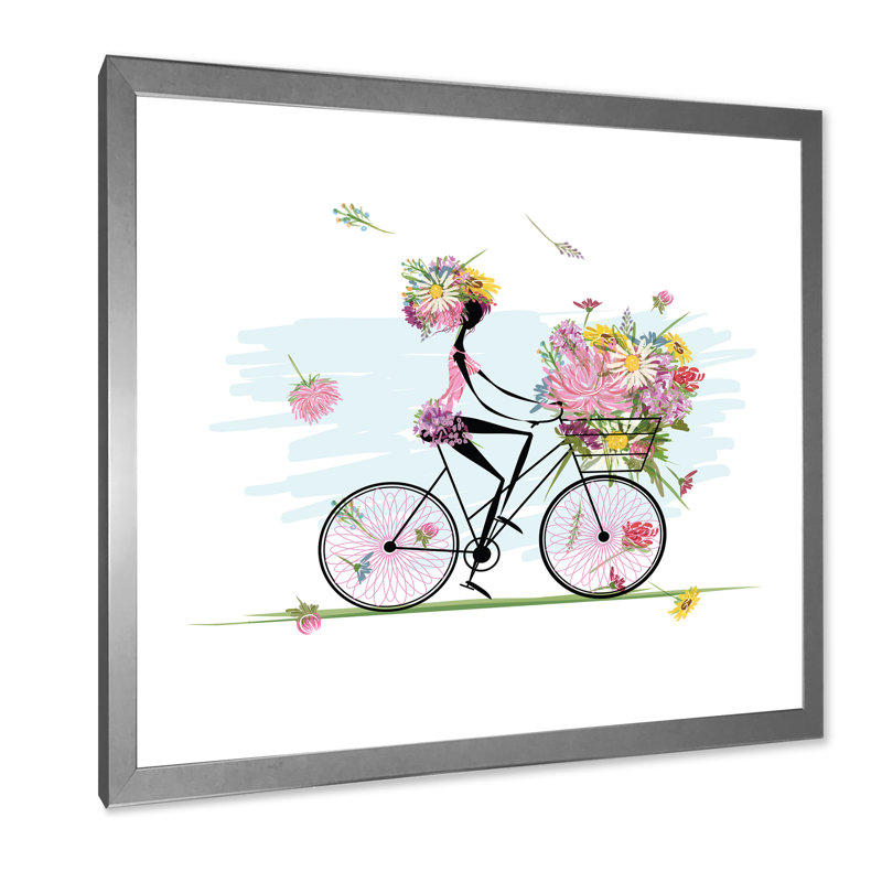 Floral Floral Illustration - Art mural sur toile Glam, L 16 po x H 16 po x P 1 po, Cadre photo argenté