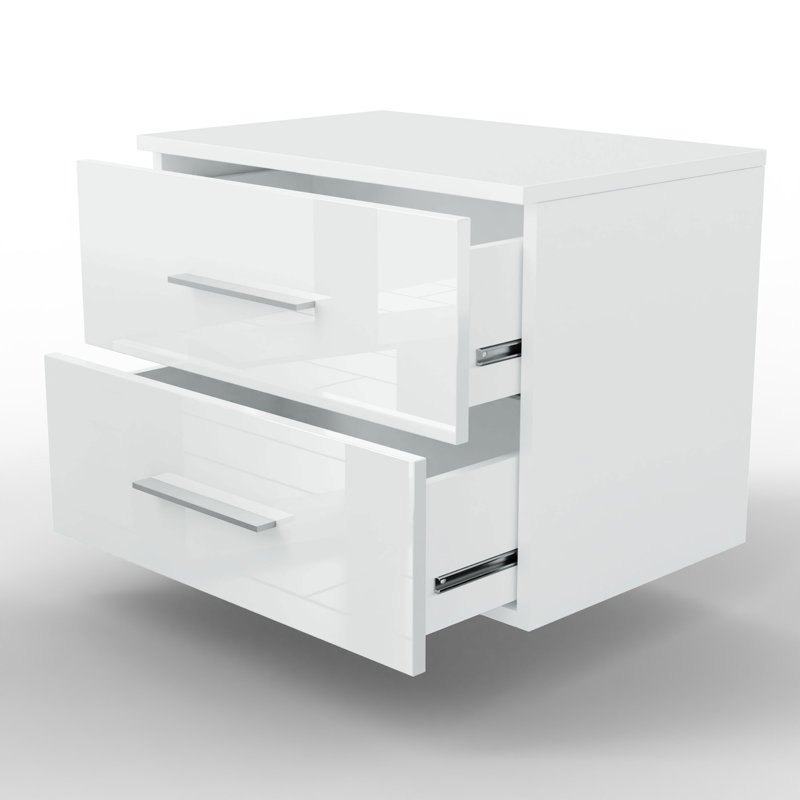 Varonique 55cm W Plywood / Laminate Board Bedside Table, White