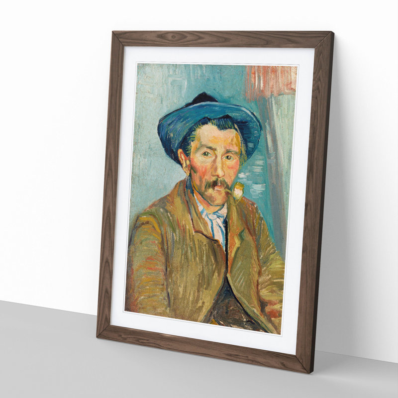 The Pipe Smoker by Vincent Van Gogh - Picture Frame Painting, 36cm H x 27cm W x 2cm D, Walnut Framed