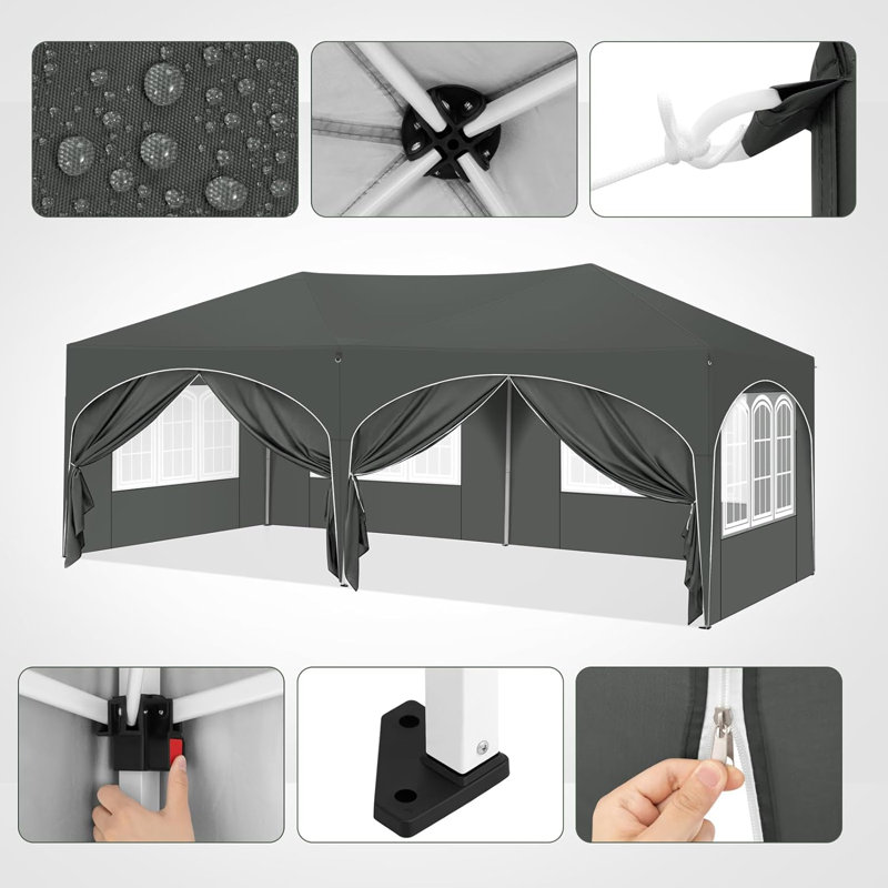 Breyawna 5.83 x 2.93m Metal Party Tent, Grey