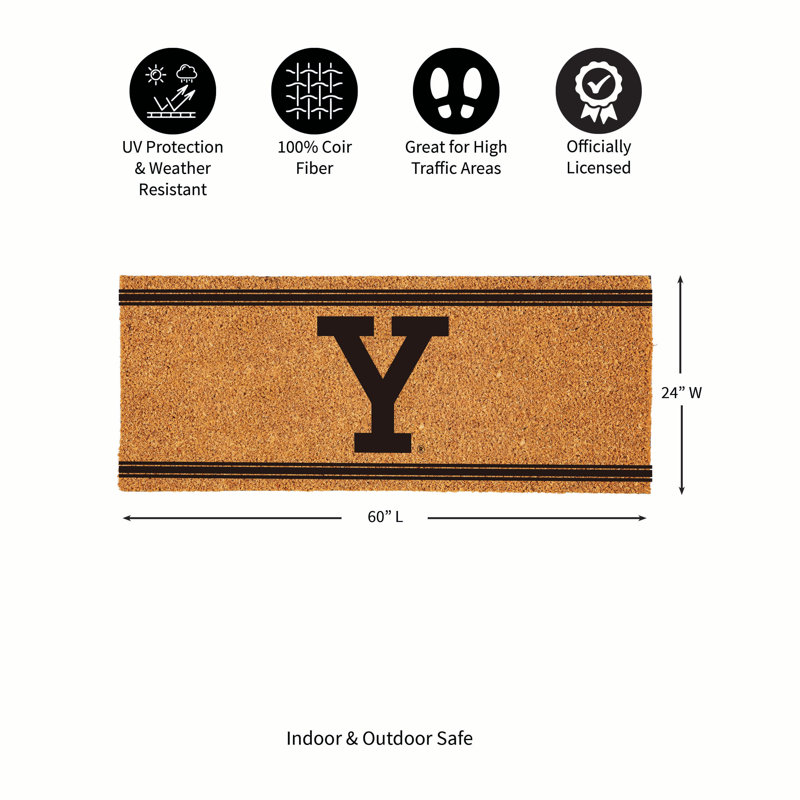 Très grand tapis couleur coco Yale University, 60 po x 24 po