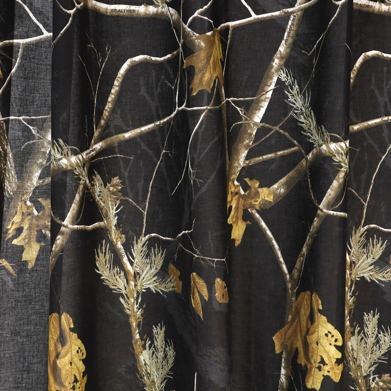 Camo Cotton Blend Camouflage Shower Curtain, Black