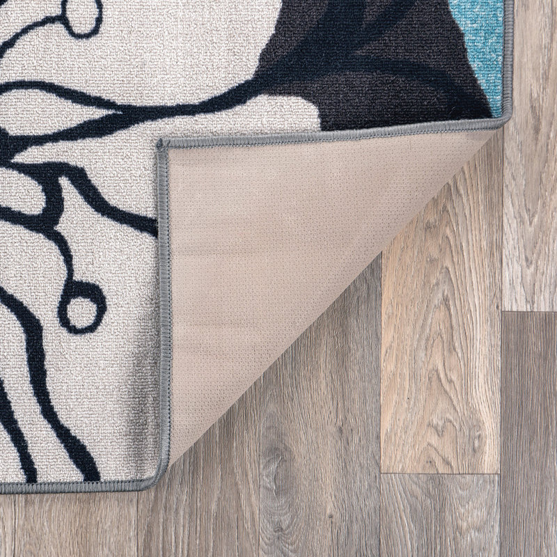 Florentia Floral Black/Gray/Cream Area Rug, Runner 2'7" x 8'