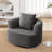 41"W Upholstered Lounge Swivel Chair with Pillow-DarkGray-2124214774