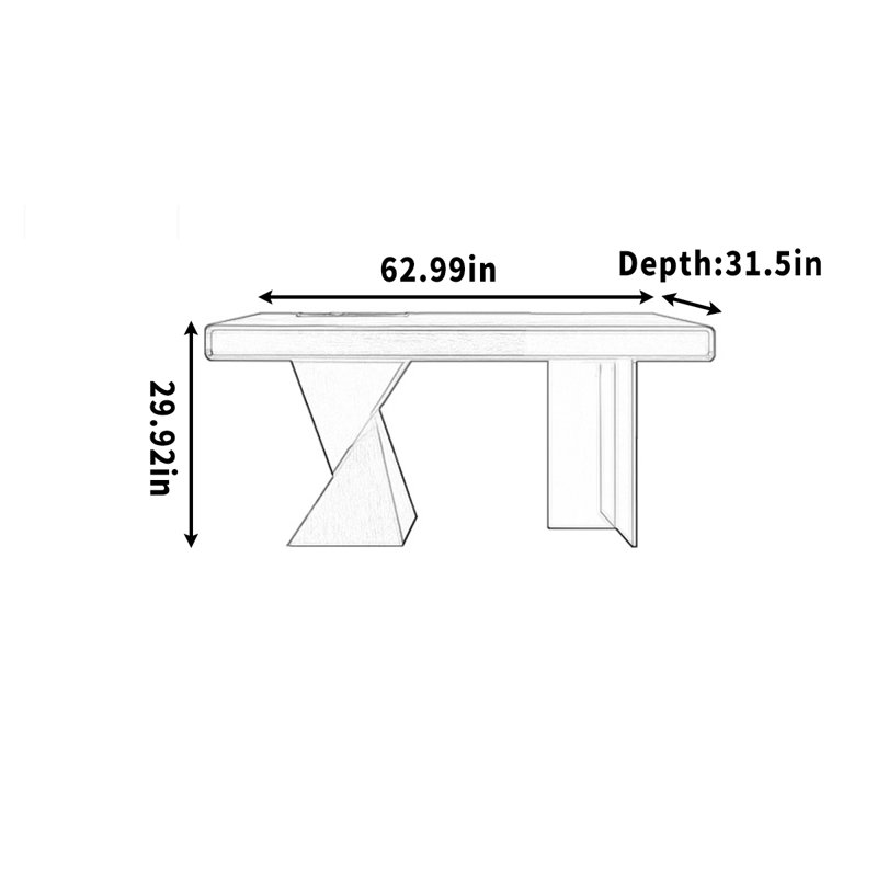 Acrylic desk legs with smart power strip, Tan, 29.92" H x 62.99" W x 31.5" D