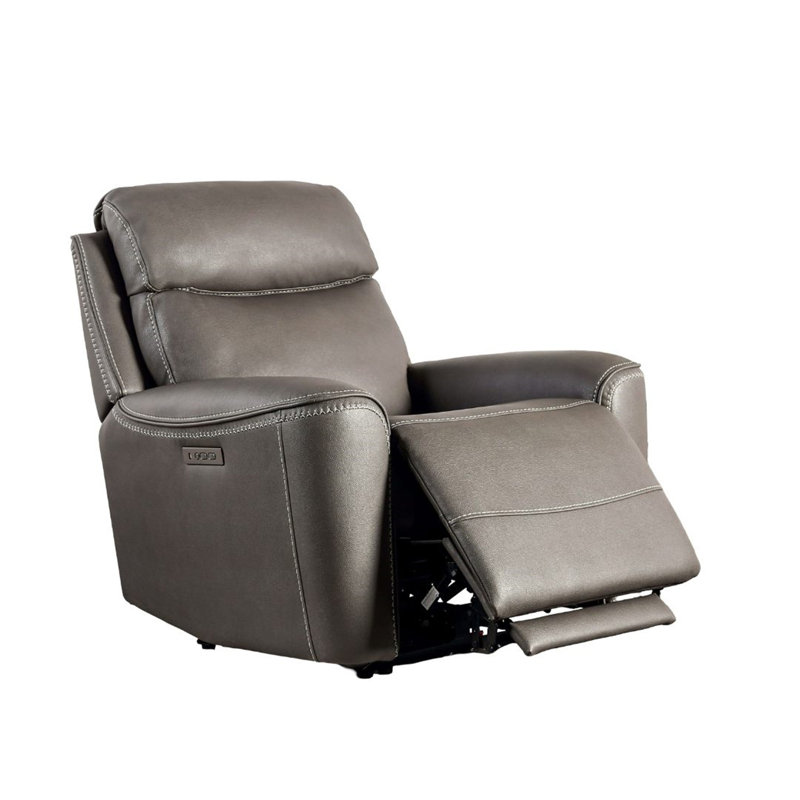 Fauteuil inclinable électrique de style transitionnel avec repose-pieds extensible, accoudoirs larges, salon principal