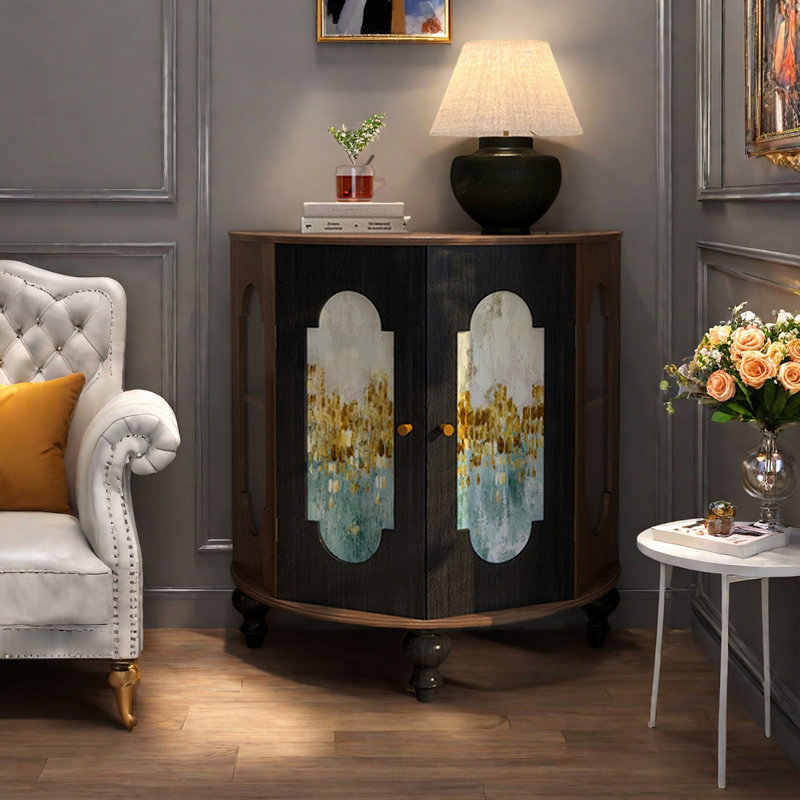 Semi-circular multi-functional accent cabinet