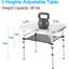 Table de camping pliante, table portative avec 3 tables de pique-nique réglables et pliables en aluminium léger avec couche en filet et pieds d'extension pour véhicule récréatif, barbecue et intérieur