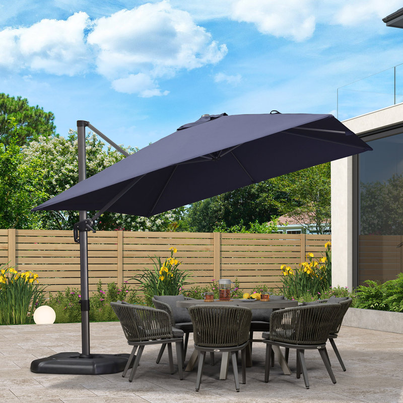 Parasol carré en porte-à-faux 10 pi Anquantae, Bleu marine