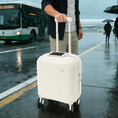 Hardside Rolling Suitcase, Carry On Luggage, Portable Rolling Suitcase with Cup Holder and USB Charging Port